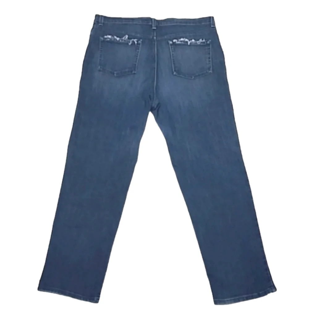 Gloria Vanderbilt Distressed Jeans High Waist Rise Denim Whiskered Straight Leg